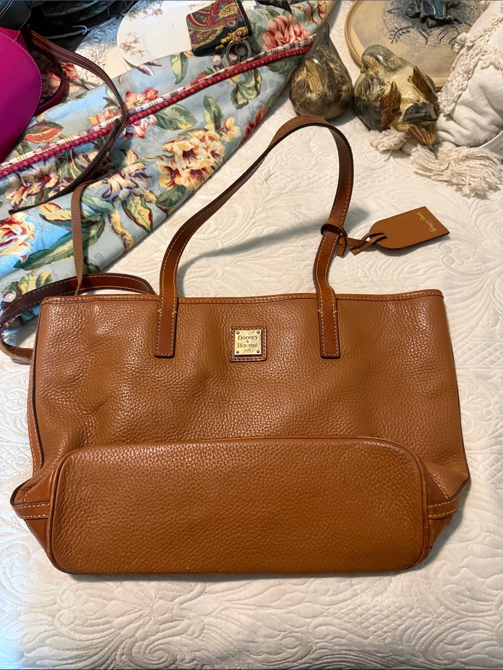 Dooney & Bourke Brown Pebbled Leather Shoulder Tote